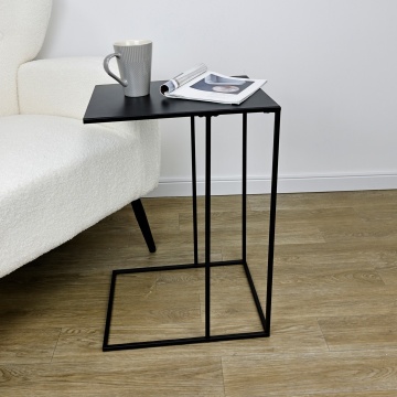 Set de 4 măsuțe laterale Alrik, rectangulare, din oțel vopsit electrostatic, negru, 40x30x58 cm - Img 6