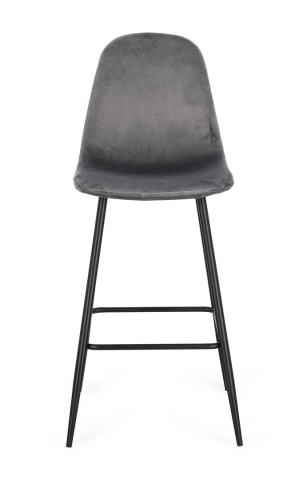 Set de 4 scaune de bar Irelia, cu picioare din oțel negru și tapițerie catifea gri închis, 75 cm - Img 3