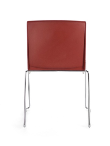 Set de 4 scaune Giulia, din plastic cu șezut tapițat și picioare din oțel cromat, roșu, 43.5x50x79 cm - Img 5