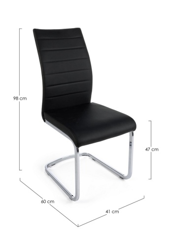 Set de 4 scaune Myra din piele ecologică, negru, 41x60x98 cm - Img 3