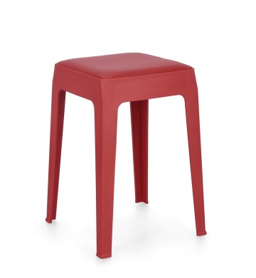 Set de 6 taburete cu șezut din piele ecologică, roșu, 33x33x47 cm