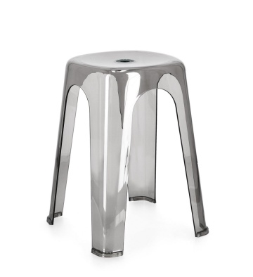 Set de 6 taburete Sonny, din plastic gri transparent, 34.5x34.5x46.5 cm