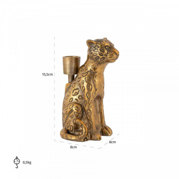 Suport lumanare leopard din metal Lyle, gold - Img 3