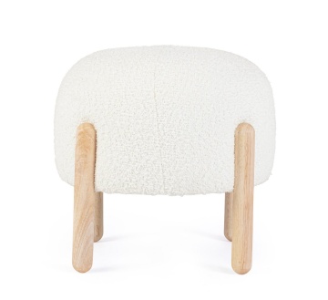 Taburet Dayla, rotund, diametru 45 cm, din poliester cu efect bouclé, alb - Img 3