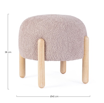 Taburet Dayla, rotund, diametru 45 cm, din poliester cu efect bouclé, roz antic - Img 2