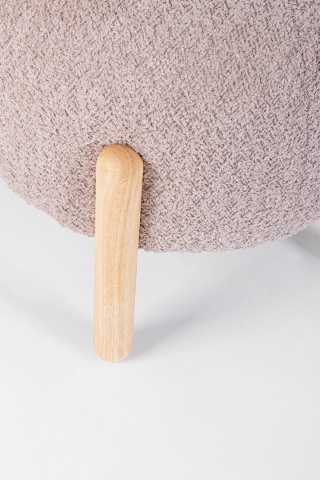 Taburet Dayla, rotund, diametru 45 cm, din poliester cu efect bouclé, roz antic - Img 4