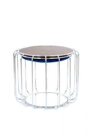 Taburet tapitat/masuta de cafea rotund/a Comfortable 50x50x45 cm albastru închis - Img 2