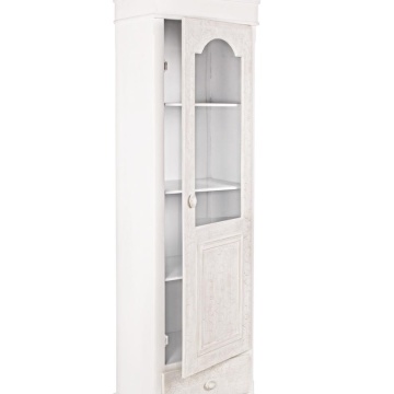 Vitrină Clorine cu 1 ușă și 1 sertar, cu motive florale încrustate, din MDF cu finisaj mat, 50x34x181 cm - Img 5