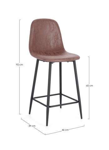 Acest set de două scaune de bar combină un design de inspirație vintage cu funcționalitatea modernă, fiind ideal pentru insula din bucătărie sau zona de bar. Șezutul confortabil este realizat din polipropilenă și acoperit cu piele ecologică (poliuretan) d - Img 3