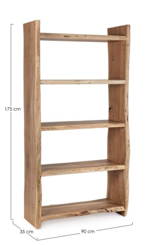 Bibliotecă Eneas din lemn acacia maro 175 cm - Img 2