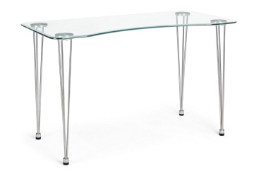 Birou cu blat din sticlă securizată și picioare din oțel cromat, 120x60 cm