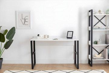 Birou din pal melaminat Kayra alb 120 cm - Img 2