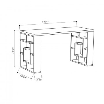 Birou din pal melaminat Labirint stejar si alb 140 cm - Img 3