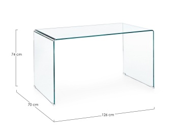 Birou Iride din sticlă transparentă, 126x70x74 cm - Img 2
