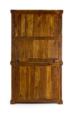 Bufet cu vitrină Chateaux, din lemn masiv de acacia indiană, finisaj rustic antichizat, 107x45x190 cm - Img 4