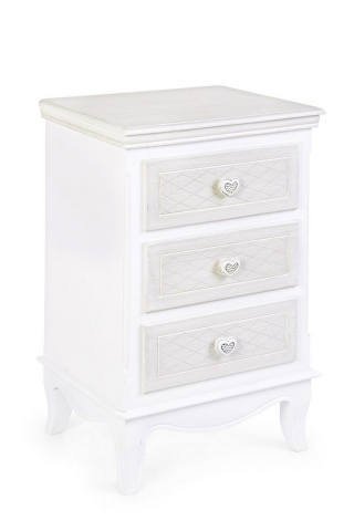 Comodă clasică Charlene, cu 3 sertare, din MDF, finisaj vopsit, 41x33.5x68.5 cm