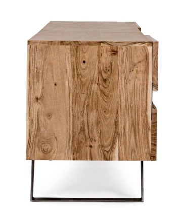 Comodă TV Aron, 190 cm, 2 uși cu inserții metalice, lemn de acacia și oțel, 190x43x56 cm - Img 5