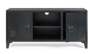 Comodă TV Cambridge, cu 2 uși, din oțel vopsit epoxidic, negru, 120,5x40x58,5 cm - Img 7