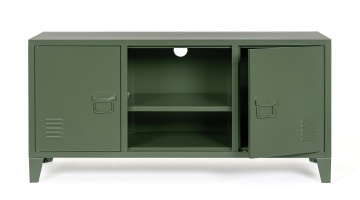 Comodă TV Cambridge, cu 2 uși, din oțel vopsit epoxidic, verde, 120,5x40x58,5 cm - Img 7