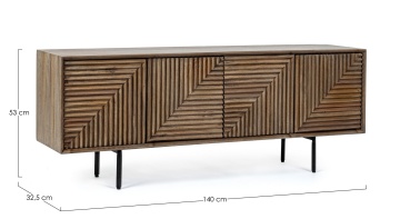 Comodă TV Darsey, 140 cm, din lemn de mango, 140x32.5x53 cm - Img 2