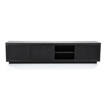 Comoda TV din lemn de stejar Helsinki 200cm neagra