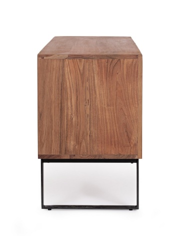 Comodă TV ISAR, 145 cm, cu 2 uși încrustate manual, din lemn de salcâm și metal, 145x40x60 cm - Img 4