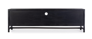 Comodă TV Weston, 180 cm, 2 uși și 1 sertar, din lemn de mango cu inserții din ratan, 180x40x55 cm - Img 4