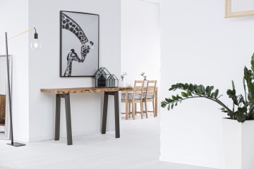 Consolă Aron, cu blat din lemn de acacia și picioare din oțel, 130x45x76 cm - Img 6
