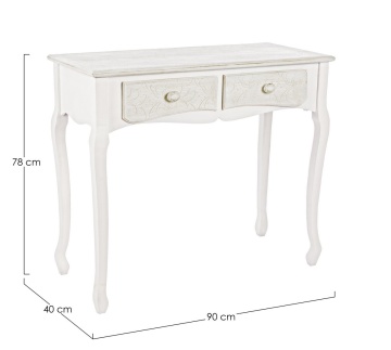 Consolă Clorine, MDF, motive florale încrustate, 90x40x78 cm - Img 2