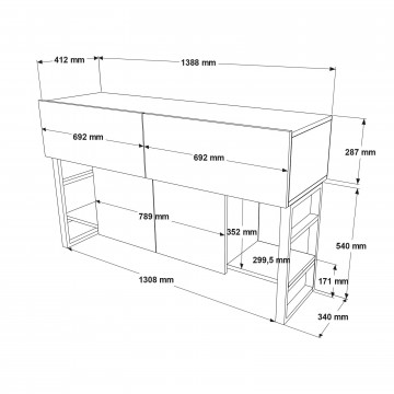 Consola din pal melaminat pin 138,8 x 83,6 x43,3 cm - Img 3