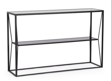 Consolă Hydra, cadru din oțel vopsit epoxidic și blat din sticlă, 120x32x75 cm