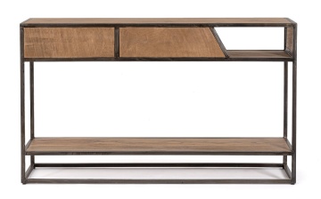 Consolă Janak, cu 2 sertare, din lemn de acacia și metal, 135x35x80 cm - Img 4