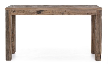 Consolă Kaily, din lemn reciclat de ulm, cu blat parchet antichizat, finisaj natural, 140x45x80 cm - Img 3