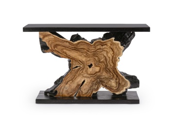 Consolă Marwood, 120 cm, design unic din rădăcini de tec și lemn de suar, finisaj nitrocelulozic, 120x40x75 cm - Img 3