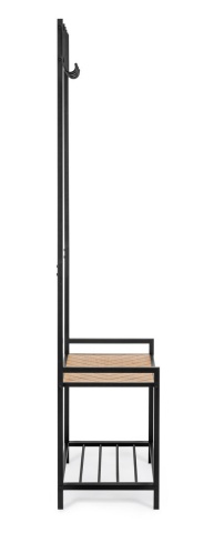 Cuier Haldor cu 5 cârlige și raft, din oțel și MDF, negru și natur, 64.5x37.5x180 cm - Img 4