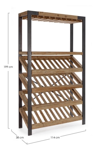 Dulap bar pentru sticle Kantin, din metal și lemn de brad, 114x38x199 cm - Img 2