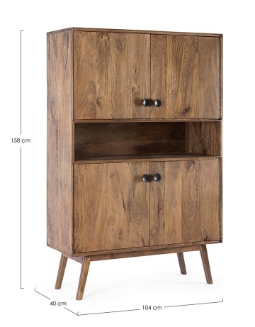 Dulap living cu 4 uși Sylvester, din lemn de mango, 104x40x158 cm - Img 2