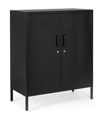 Dulapior Cambridge, cu 2 uși și 2 rafturi ajustabile, din metal vopsit electrostatic, negru, 80x40x101.5 cm