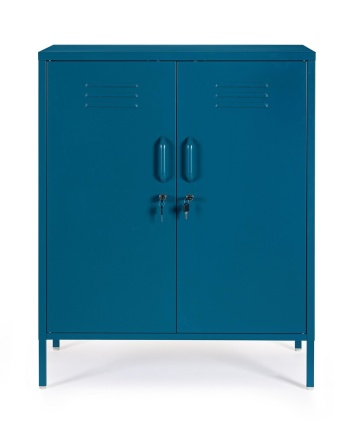 Dulapior Cambridge, cu 2 uși și 2 rafturi ajustabile, din metal vopsit electrostatic, albastru, 80x40x101.5 cm - Img 3