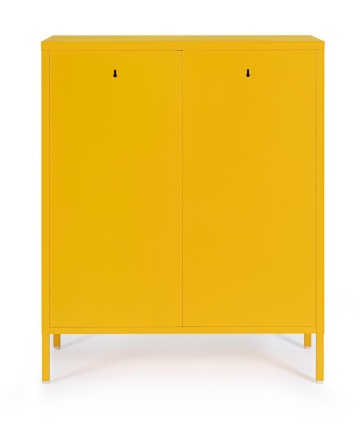 Dulapior Cambridge, cu 2 uși și 2 rafturi ajustabile, din metal vopsit electrostatic, galben, 80x40x101.5 cm - Img 4