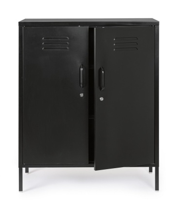 Dulapior Cambridge, cu 2 uși și 2 rafturi ajustabile, din metal vopsit electrostatic, negru, 80x40x101.5 cm - Img 7