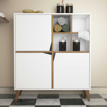 Dulapior din pal melaminat Pulse alb si nuc 100x115x30 cm - Img 2