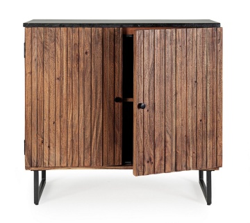 Dulapior Norfolk stil vintage, cu 2 uși, din lemn de acacia, cu blat de marmură și picioare din oțel, 85 x 38 x 85 cm - Img 9