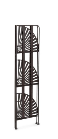 Etajeră de colț pliabilă cu 3 rafturi, din metal vopsit electrostatic, maro, 49x36x120 cm - Img 3