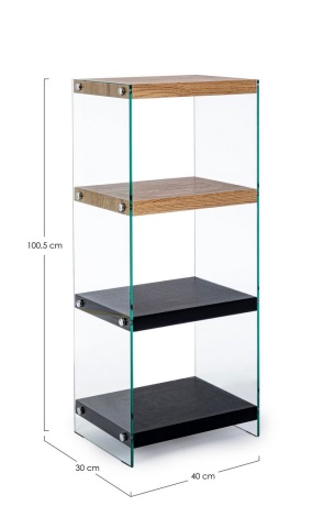 Etajera Line Wood din lemn cu sticlă neagră 100,5 cm - Img 2