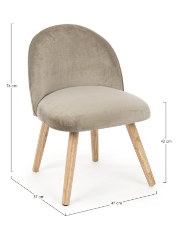 Fotoliu Adeline, din catifea, taupe, 47x57x76 cm - Img 2