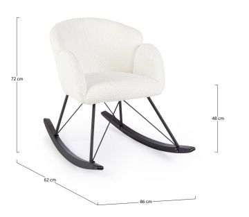 Fotoliu balansoar Sibilla, din poliester efect bouclé, stil vintage, alb, 86 x 62 x 72 cm - Img 3