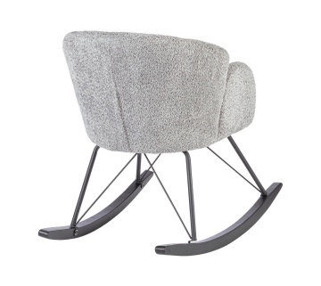 Fotoliu balansoar Sibilla, din poliester efect bouclé, stil vintage, gri deschis, 86 x 62 x 72 cm - Img 2