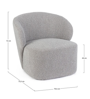 Fotoliu gri din textil bouclé, 79.5 x 75.5 x 72 cm - Img 3