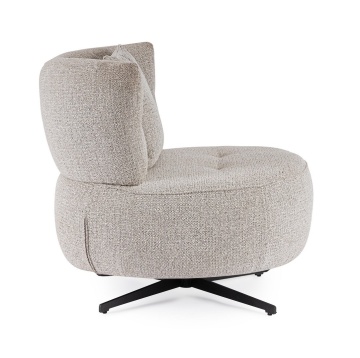 Fotoliu pivotant 360º, tapițat cu poliester efect chenille cu model punctat, picioare din oțel, gri, 80 x 93.5 x 96.5 cm - Img 5